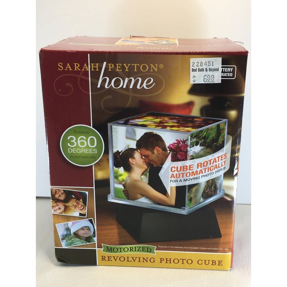 Sarah Peyton Home Motorized Revolving Photo Cube Holds Five 4'' x  4'' - NEW
